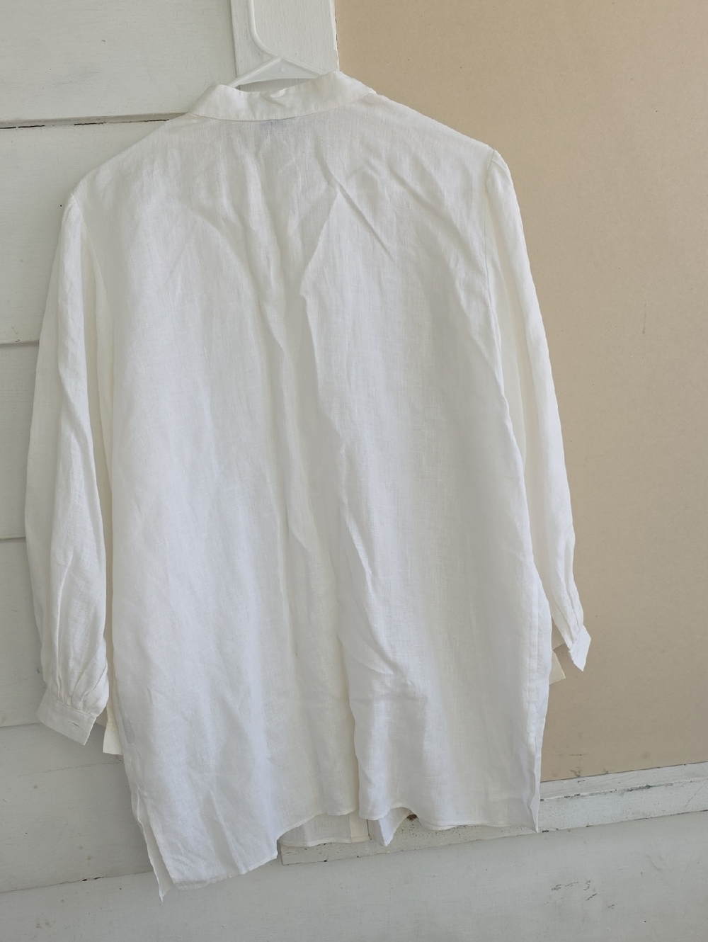 Lauren Ralph Lauren White Pintucked Linen Tunic Blouse - Picture 4 of 5